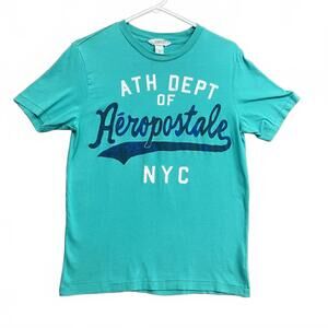 Aeropostale ATH DEPT NYC Graphic T-Shirt in Turquoise Men's Size Small